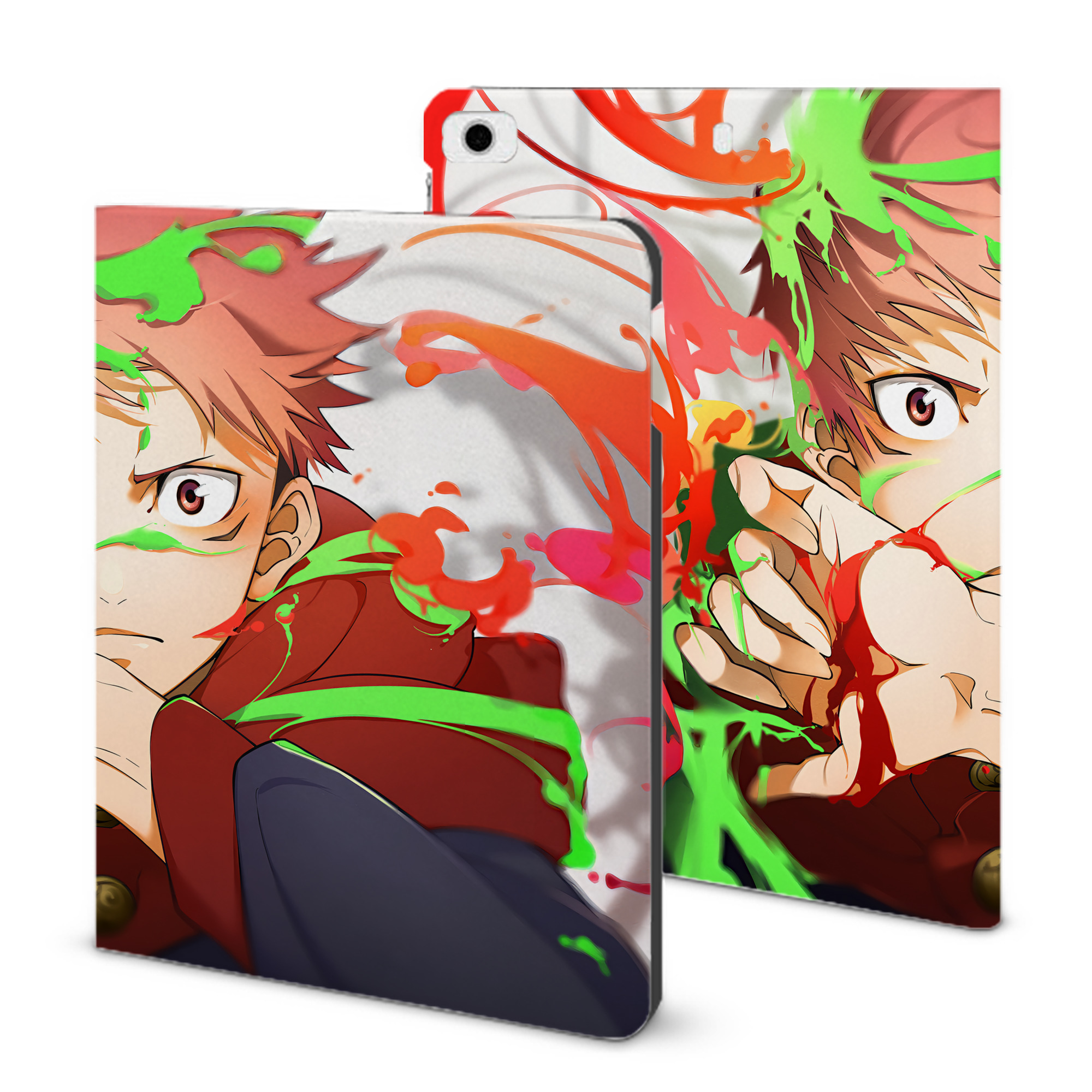 （画像用） 呪術廻戦 Jujutsu Kaisen IPad ケース ブック型 PUレザー TPU 耐衝撃 軽量 薄型 ペン収納なし 全面保護 IPad 各モデル対応